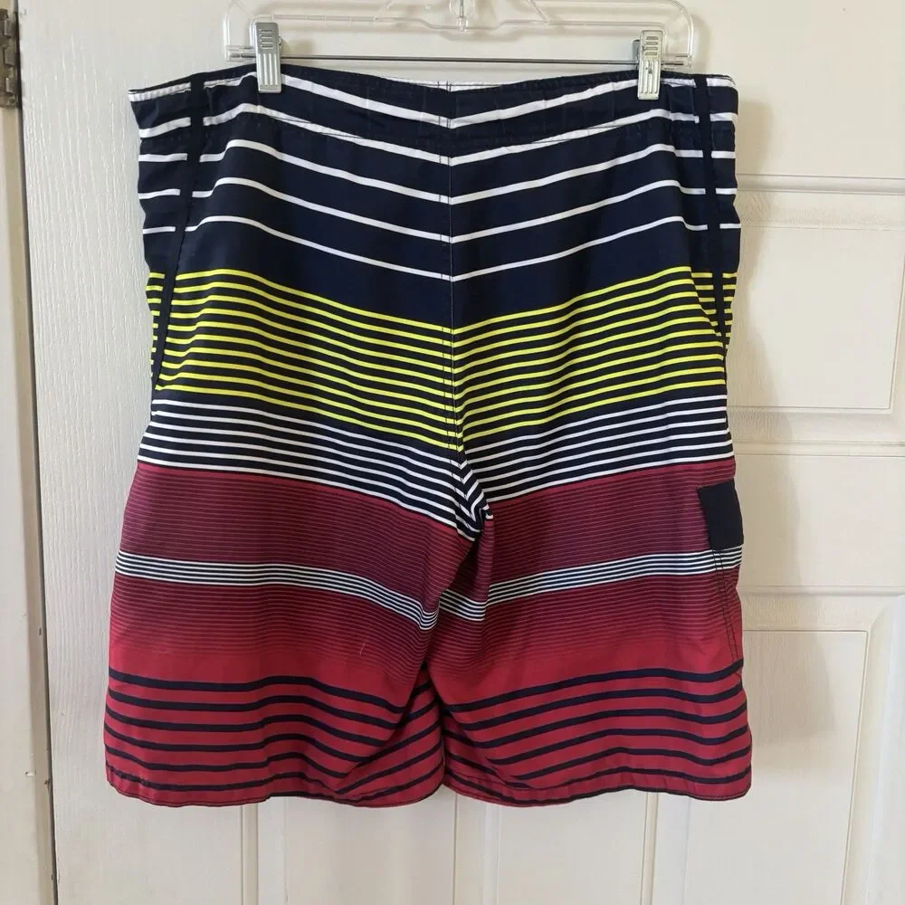 Vintage OP Ocean Pacific Board Shorts Swim‎ M 32/34 Striped Colorful 90s Beach